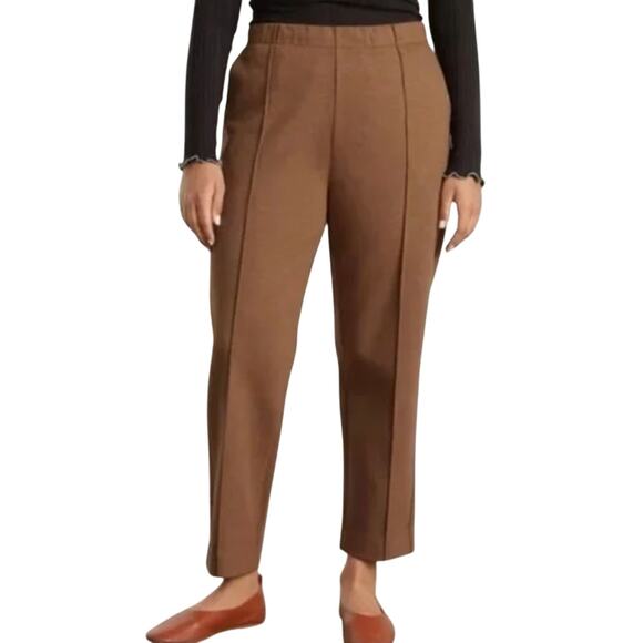 Everlane Heather Auburn Brown Dream Pant Knit Cropped Vertical Seam Pants sz XS - Picture 1 of 12